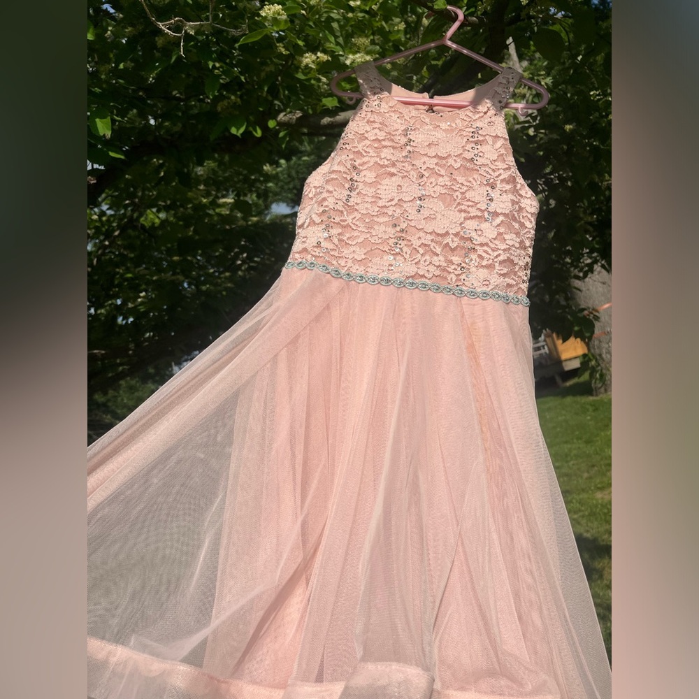 Speechless Fancy Pink Lace Tulle Formal Party Dance Wedding Dress Girls Size 10